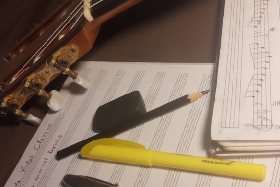 Imagem de violão e teoria musical